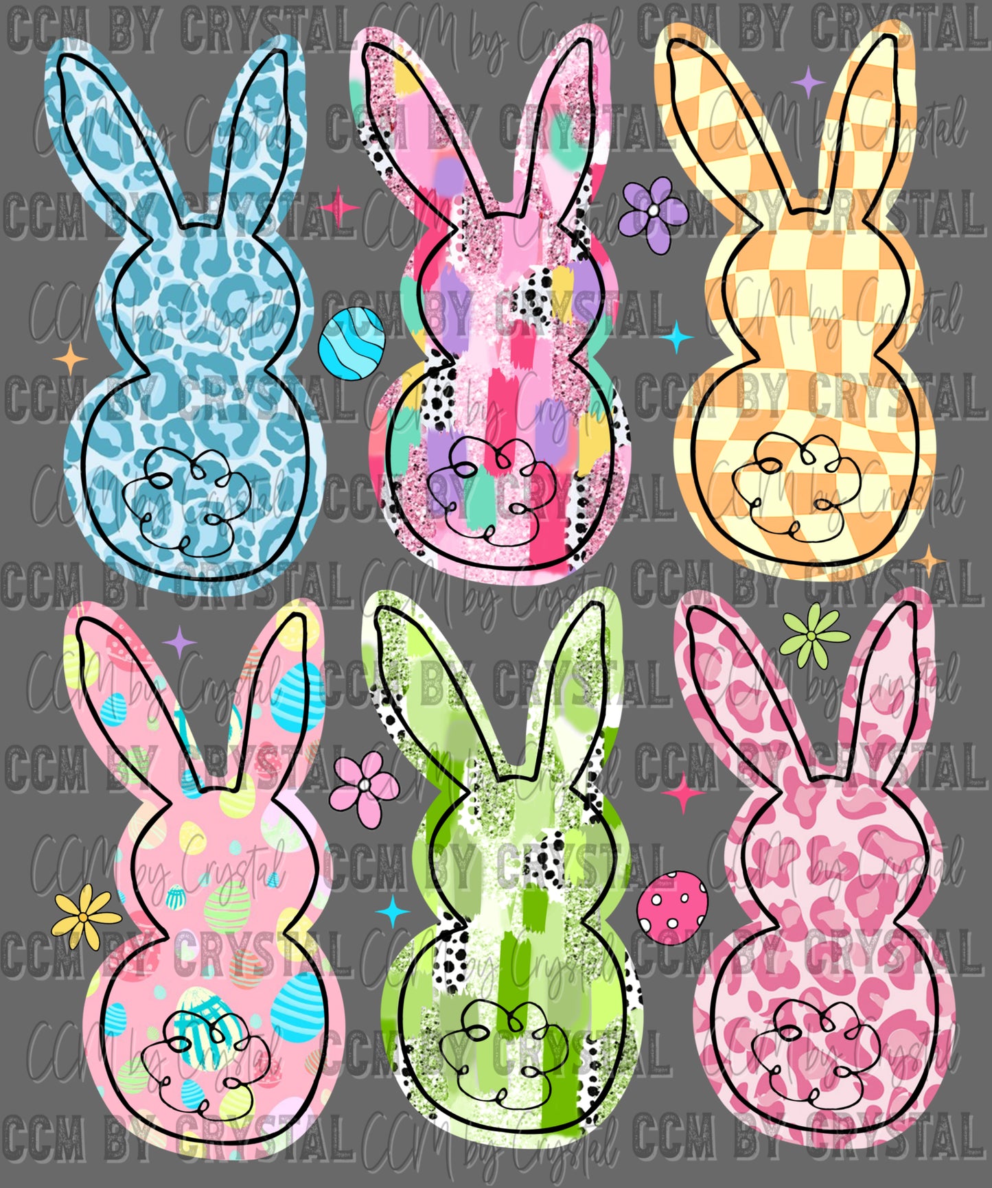 Stacked Easter Bunnies Ready to Press Transfer DTF Transfer Sublimation Transfer