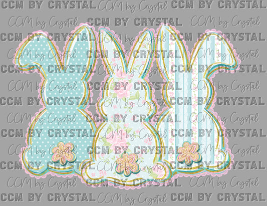 Pastel Bunnies Easter Spring Ready to Press Instant Peel DTF Transfers Sublimation Transfers