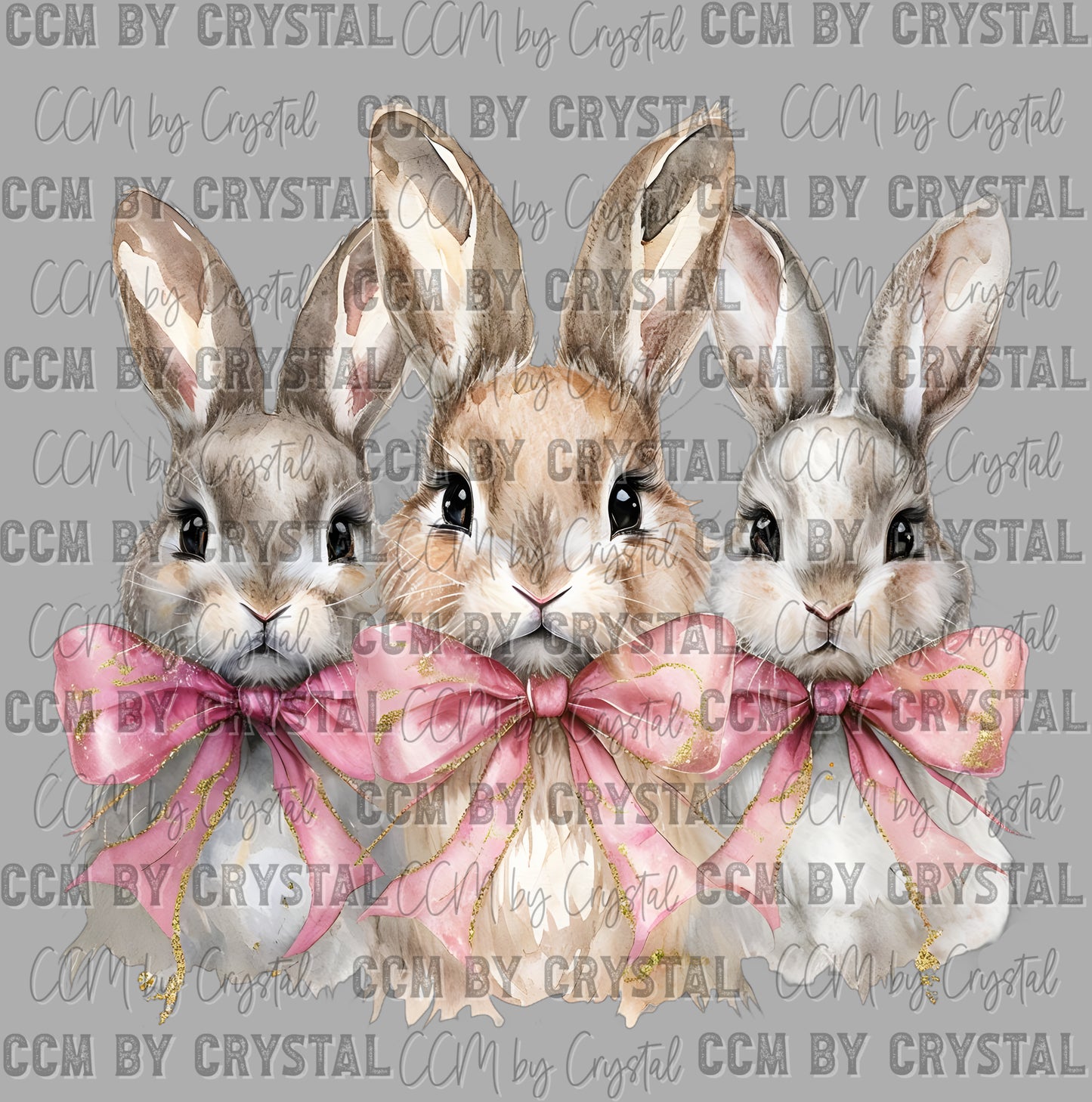 Pink Bow Bunnies Easter Ready to Press DTF Transfers Sublimation Transfers