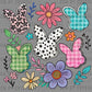 Easter Bunnies and Flowers Ready to Press Transfer DTF Transfer Sublimation Transfer