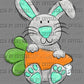 Bunny with Carrot Easter Ready to Press Transfer DTF Transfer Sublimation Transfer