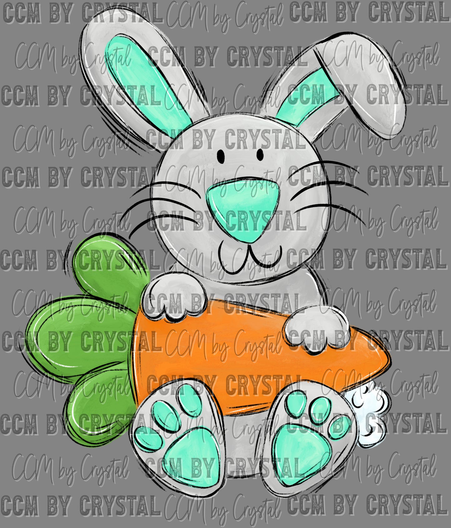Bunny with Carrot Easter Ready to Press Transfer DTF Transfer Sublimation Transfer
