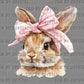 Girl Easter Bunny Pink Bow Ready to Press DTF Transfers Sublimation Transfers