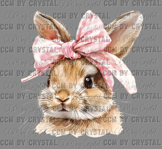 Girl Easter Bunny Pink Bow Ready to Press DTF Transfers Sublimation Transfers
