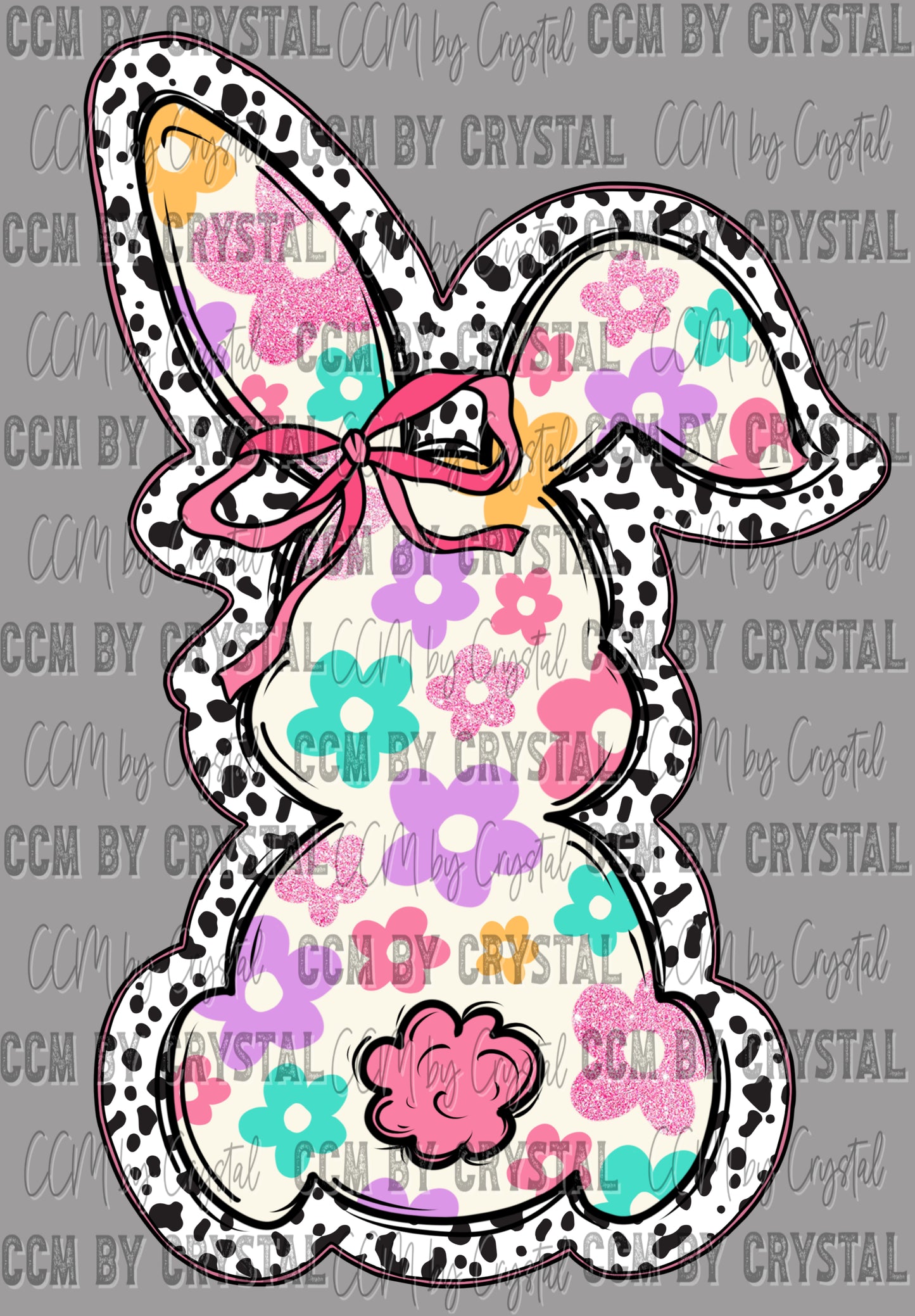 Floral Bunny Easter Ready to Press Transfer DTF Transfer Sublimation Transfer