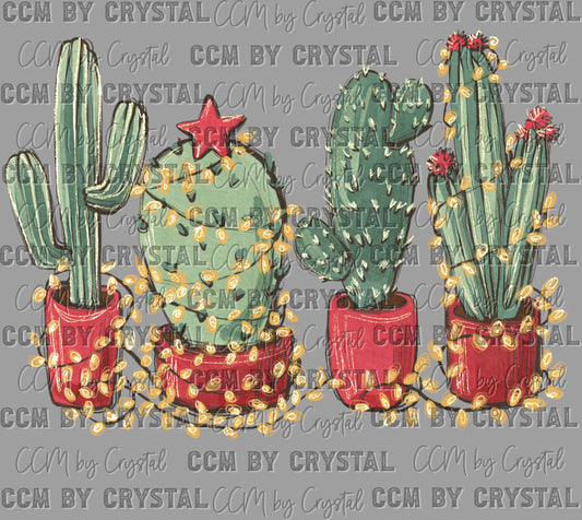 Cactus Christmas Lights Ready to Press Transfer Instant Peel DTF Transfer Sublimation Transfer