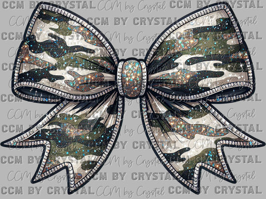 Camo Bow Coquette Ready to Press Transfer DTF Transfer Sublimation Transfer