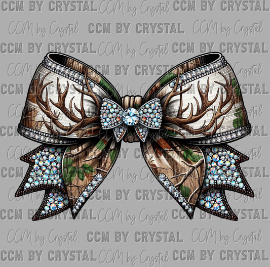 Camo Deer Bow Faux Sequins Ready to Press DTF Transfers Sublimation Transfers