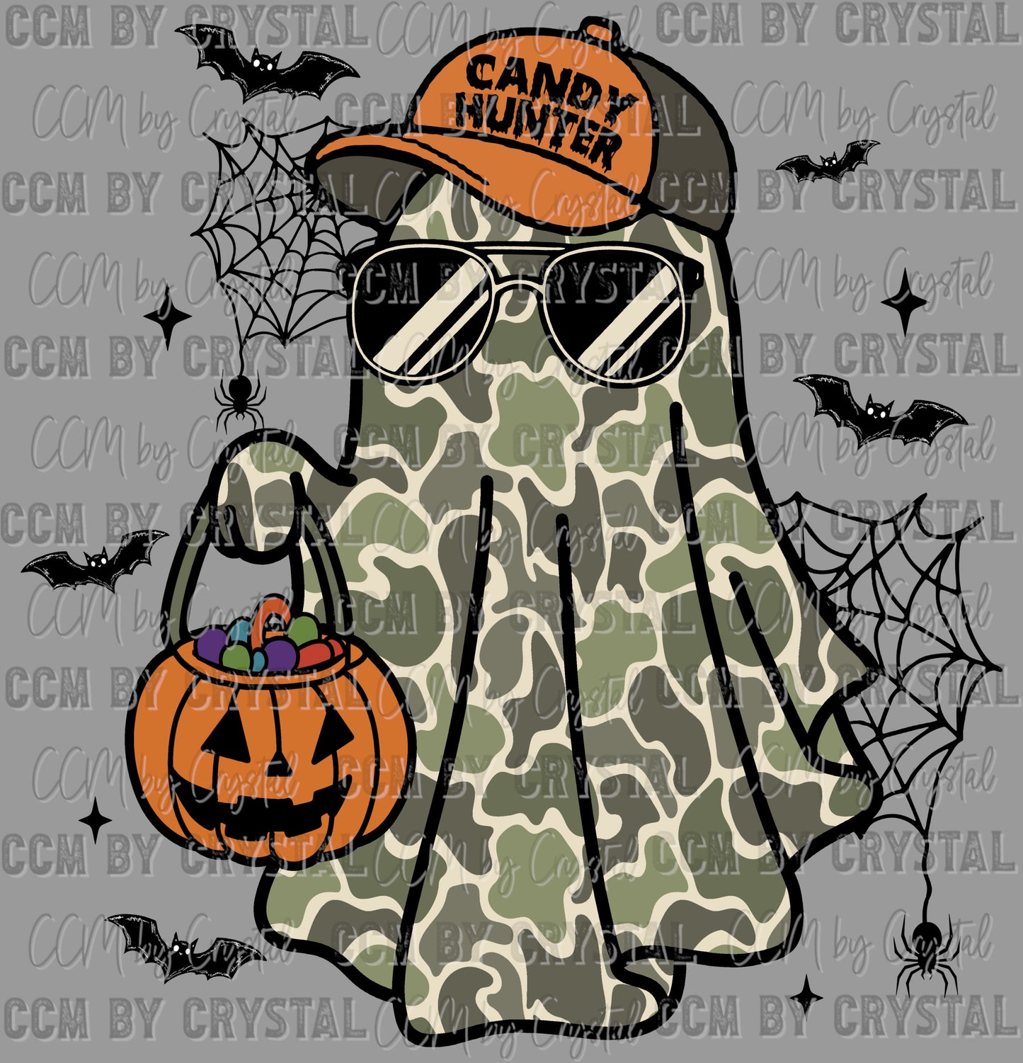 Camo Ghost Candy Hunter Halloween Ready to Press Transfer DTF Transfer Sublimation Transfer