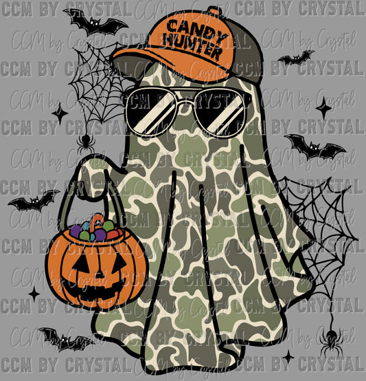 Camo Ghost Candy Hunter Halloween Ready to Press Transfer DTF Transfer Sublimation Transfer