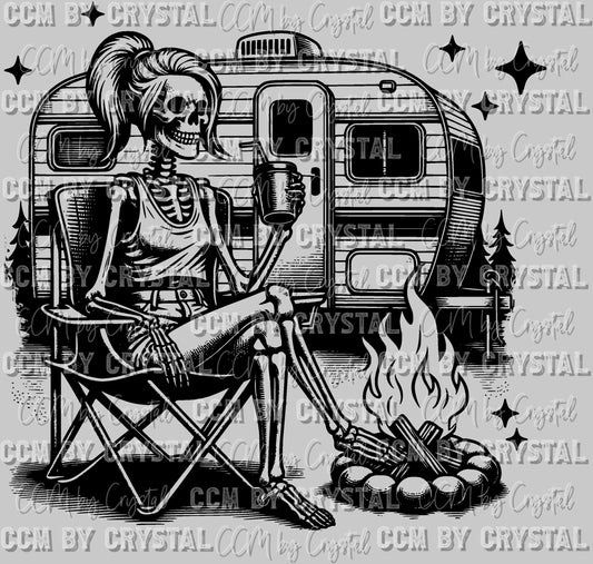 Living Life by the Campfire Pocket Skellie Skeleton Ready to Press DTF Transfer Sublimation Transfer