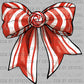 Christmas Peppermint Bow Ready to Press Transfer DTF Transfer Sublimation Transfer