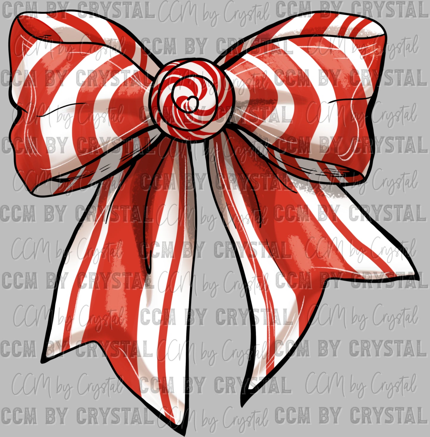 Christmas Peppermint Bow Ready to Press Transfer DTF Transfer Sublimation Transfer