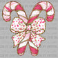 Christmas Pink Candy Canes Ready to Press Transfer DTF Transfer Sublimation Transfer