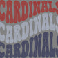 Cardinals Wavy Stacked 11" 3-Color Ready to Press Spangle Transfer Bling Transfer Sparkle Transfer