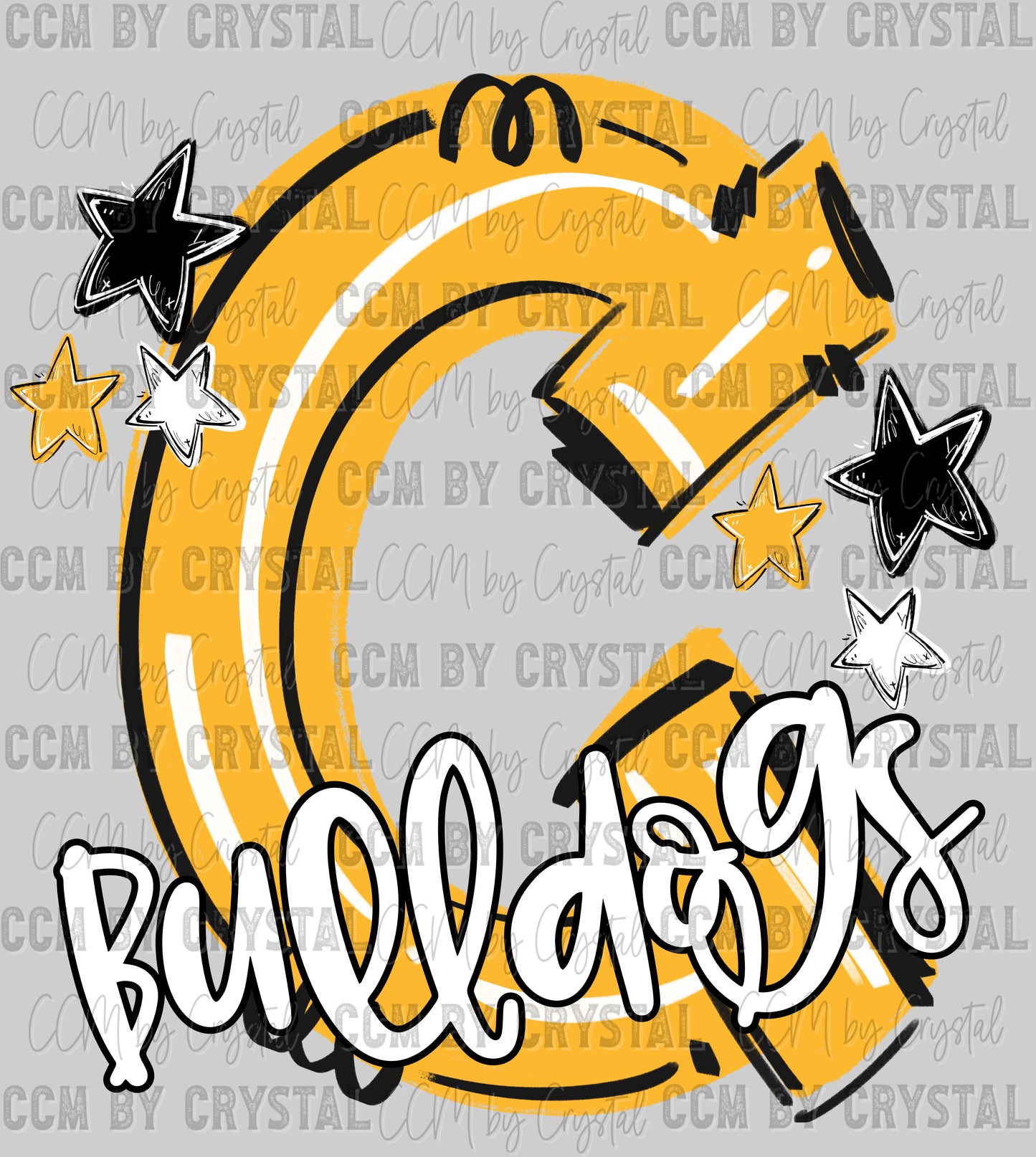 C Bulldogs Cade Yellow Gold Mascot Ready to Press DTF Transfers Sublimation Transfers
