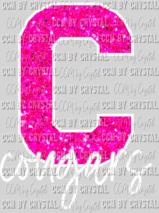 C Cougars Mascot Pink Out Ready to Press Transfer