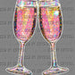 Champagne Glasses New Year Ready to Press Transfer DTF Transfer Sublimation Transfer