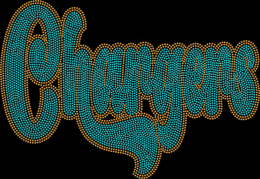 Chargers 2-Color Approximately 11" wide Spangle Transfer