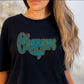 Chargers 2-Color Approximately 11" wide Spangle Transfer