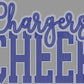 Chargers Cheer Approximately 11" wide Spangle Transfer