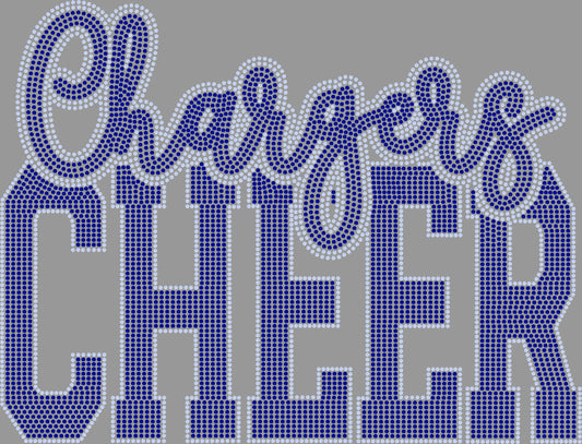 Chargers Cheer Approximately 11" wide Spangle Transfer