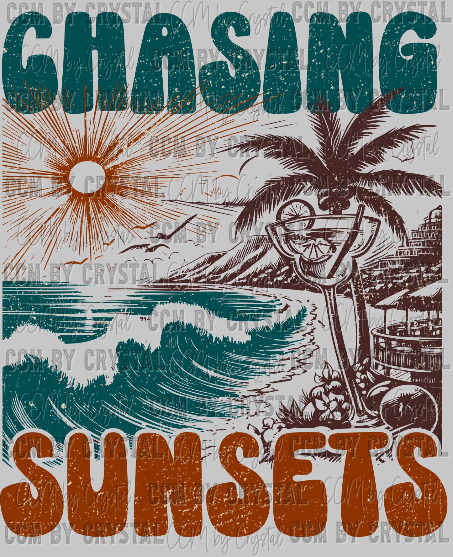 Chasing Sunsets Summertime Ready to Press Transfer DTF Transfer Sublimation Transfer