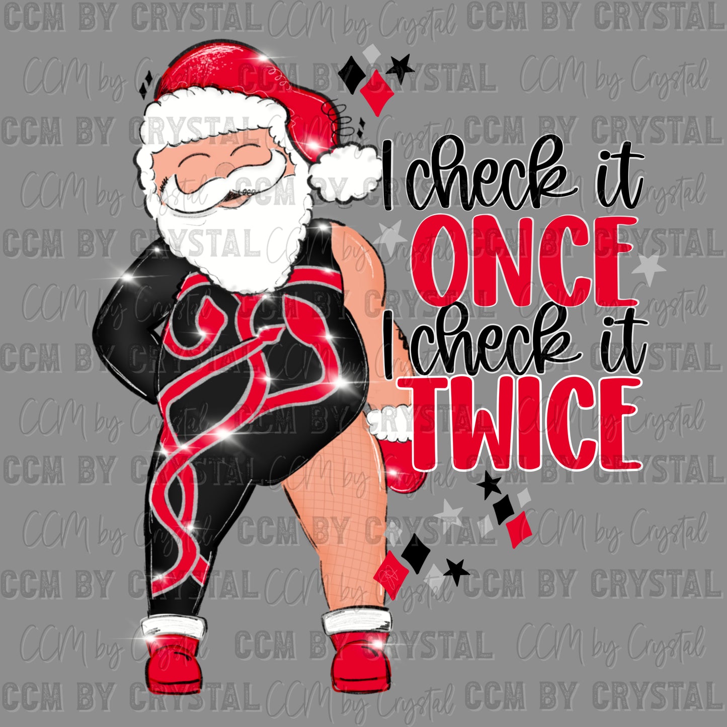 Santa I Checked it Once I Checked it Twice Christmas Ready to Press Instant Peel DTF Transfers Sublimation Transfers