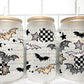 Checkered Bats Halloween UV Transfer 16oz Libby Glass Can Wrap Ready to Apply