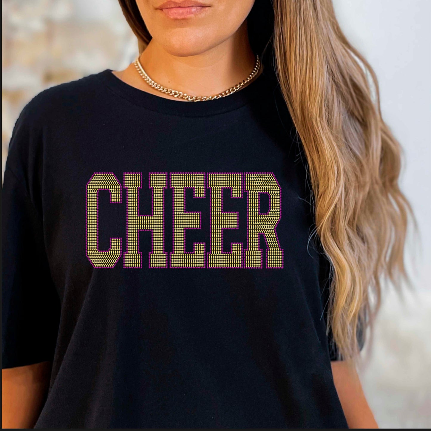 Cheer 2-Color Approximately 11" wide Spangle Transfer