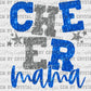 Cheer Mama Blue and Silver Faux Sequins Ready to Press Transfer