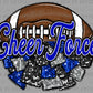Cheer Force Pom Pom Football Royal Blue Black Ready to Press Transfer DTF Transfer Sublimation Transfer