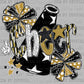 Cheer Gold Black Faux Fake Glitter DTF Transfer Sublimation Transfer