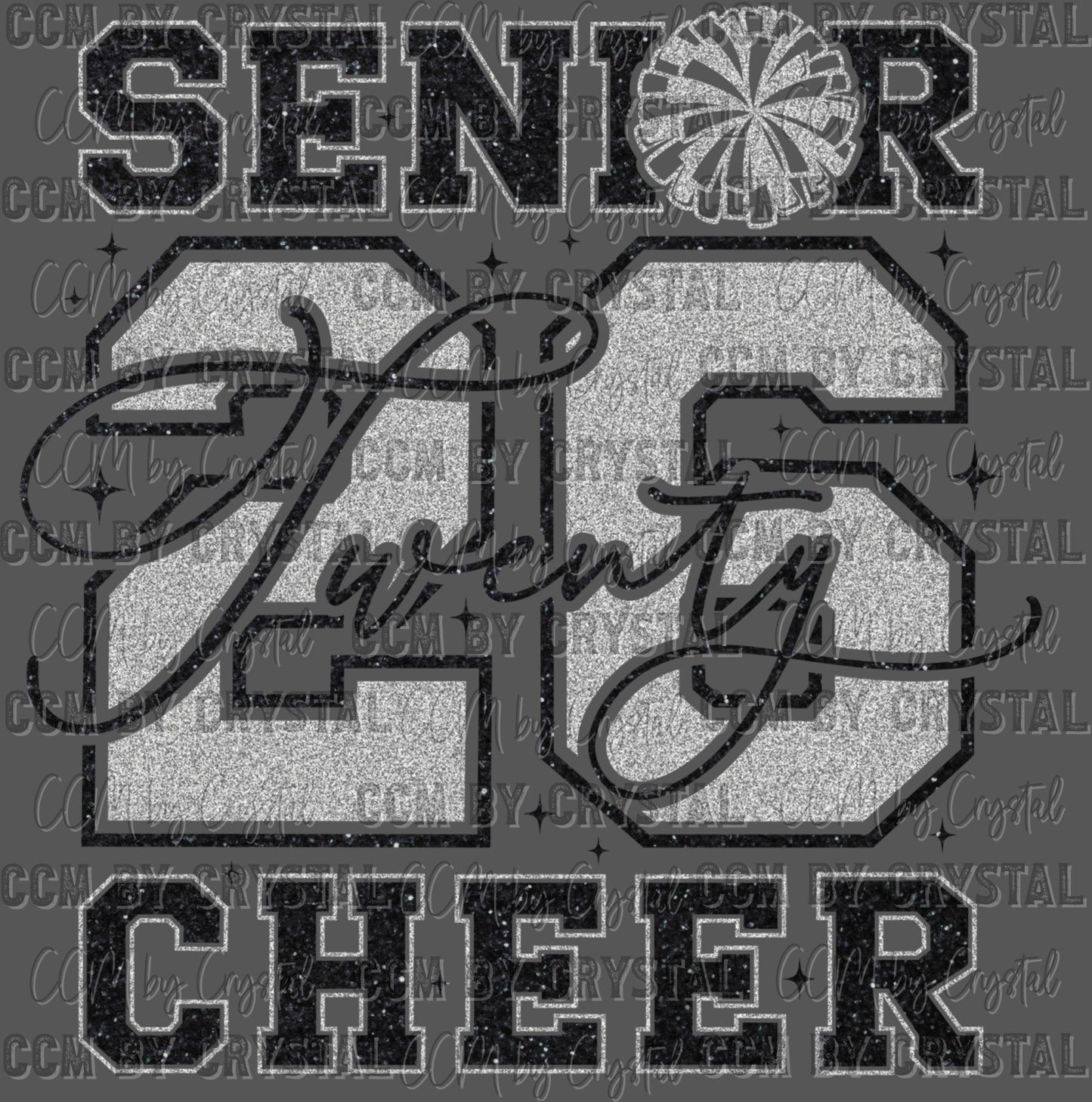 Senior Cheer Mom 2026 Silver Black Ready to Press Transfer Instant Peel DTF Transfer Sublimation Transfer