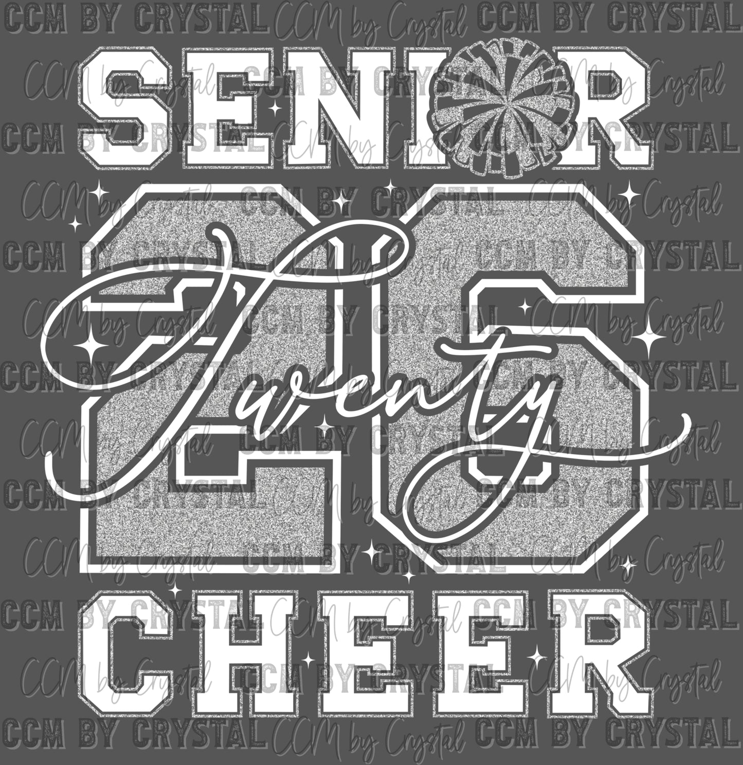 Senior Cheer Mom 2026 Silver Black Ready to Press Transfer Instant Peel DTF Transfer