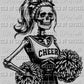 Living Life on the Sidelines Pocket Cheer Cheerleader Skellie Skeleton Ready to Press DTF Transfer Sublimation Transfer