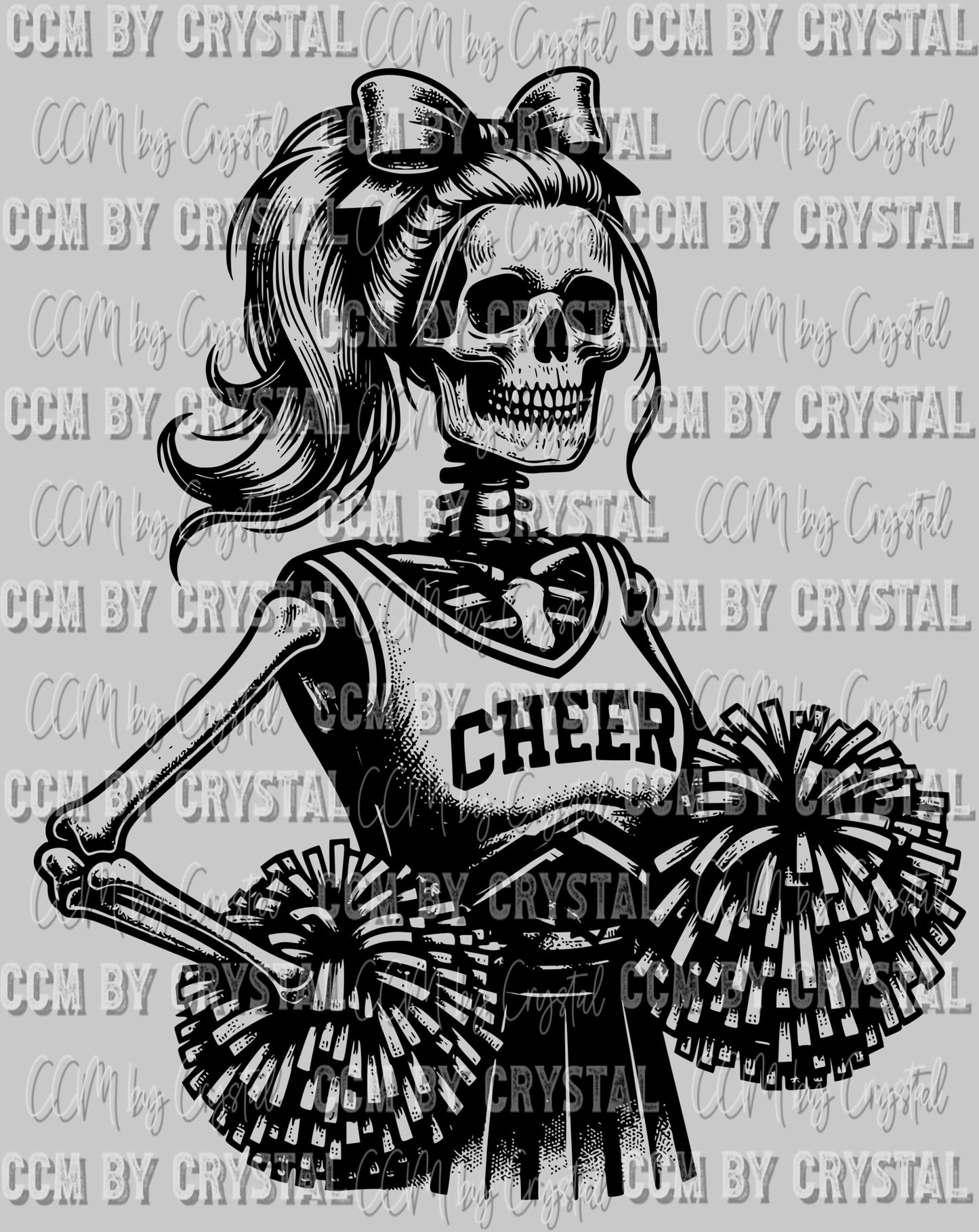 Living Life on the Sidelines Pocket Cheer Cheerleader Skellie Skeleton Ready to Press DTF Transfer Sublimation Transfer