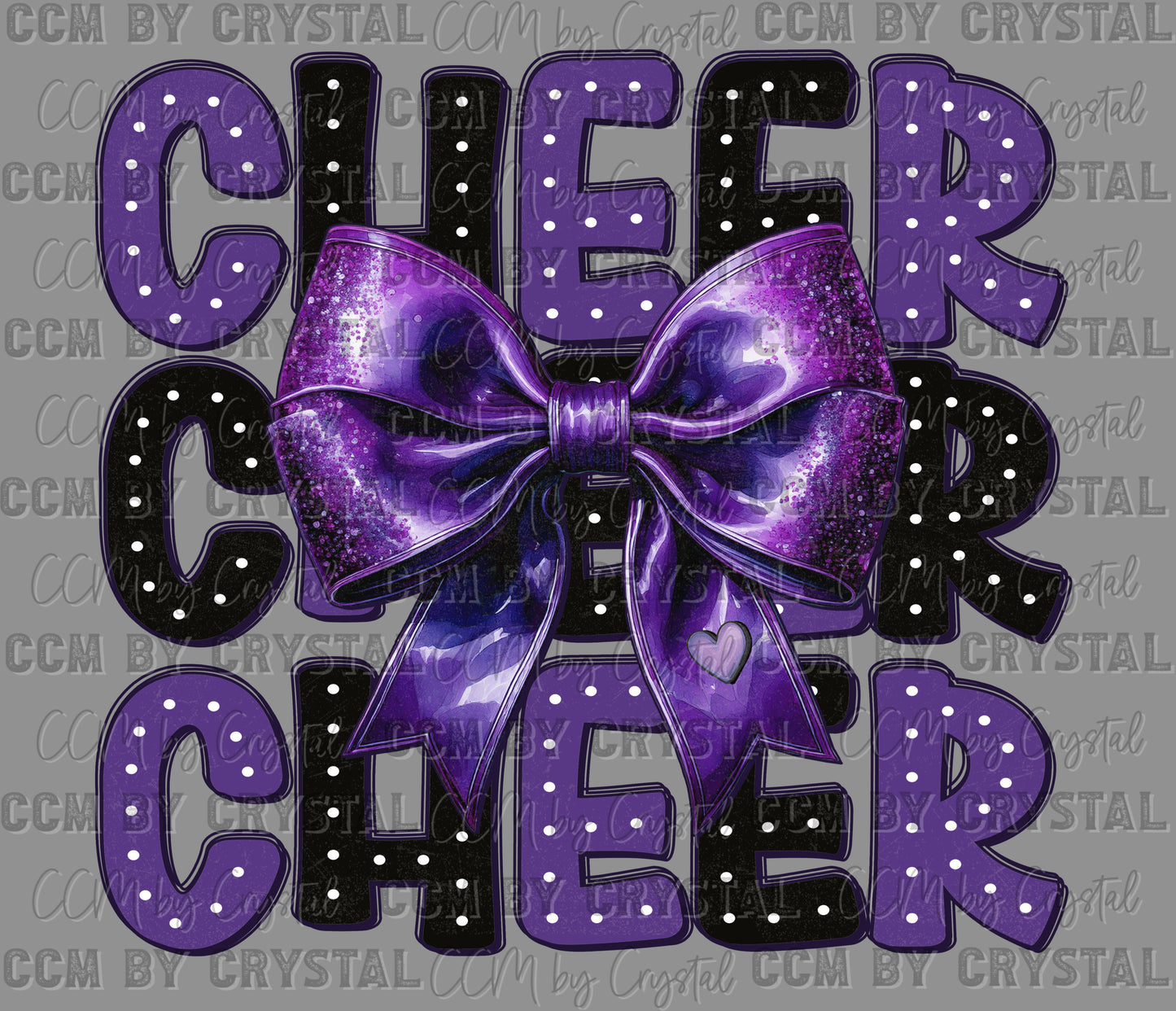 Cheer Purple Black Stacked DTF Transfer Sublimation Transfer