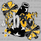 Cheer Yellow Black Faux Fake Glitter DTF Transfer Sublimation Transfer