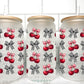 Checkered Cherries Bows UV Transfer 16oz Libby Glass Can Wrap Ready to Apply