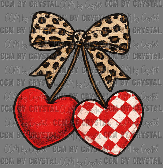 Valentines Day Cherry Hearts Ready to Press Instant Peel DTF Transfers Sublimation Transfers
