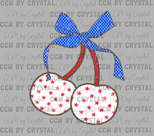 Cherries USA Patriotic Ready to Press Instant Peel DTF Transfers Sublimation Transfers