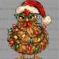 Christmas Chicken with Lights Santa Hat Ready to Press DTF Transfers Sublimation Transfers