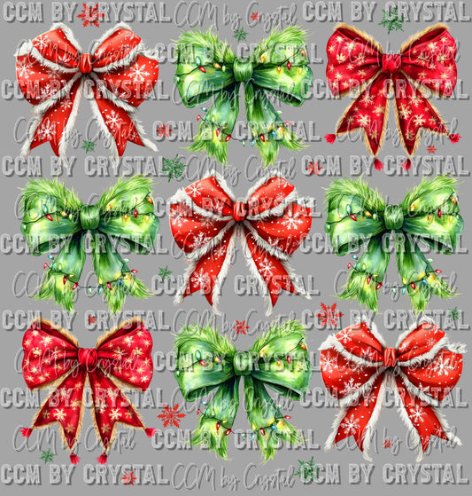 Christmas Coquette Bows Ready to Press Transfer DTF Transfer Sublimation Transfer