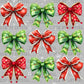 Christmas Bows White Snowflakes Ready to Press Transfer DTF Transfer Sublimation Transfer