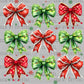 Christmas Bows Colored Snowflakes Ready to Press Transfer DTF Transfer Sublimation Transfer
