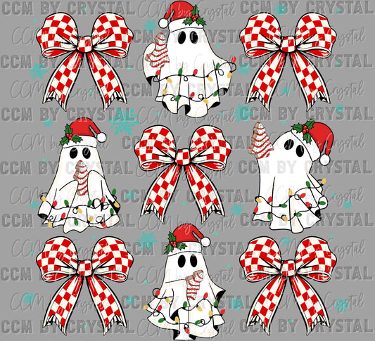 Christmas Ghost Coquette Ready to Press Transfer DTF Transfer Sublimation Transfer
