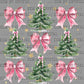 Christmas Trees and Pink Bows Ready to Press Transfer DTF Transfer Sublimation Transfer
