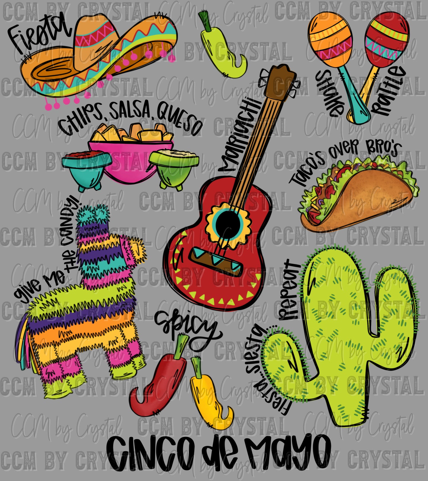 Fiesta Cinco De Mayo Ready to Press Transfer DTF Transfer Sublimation Transfer