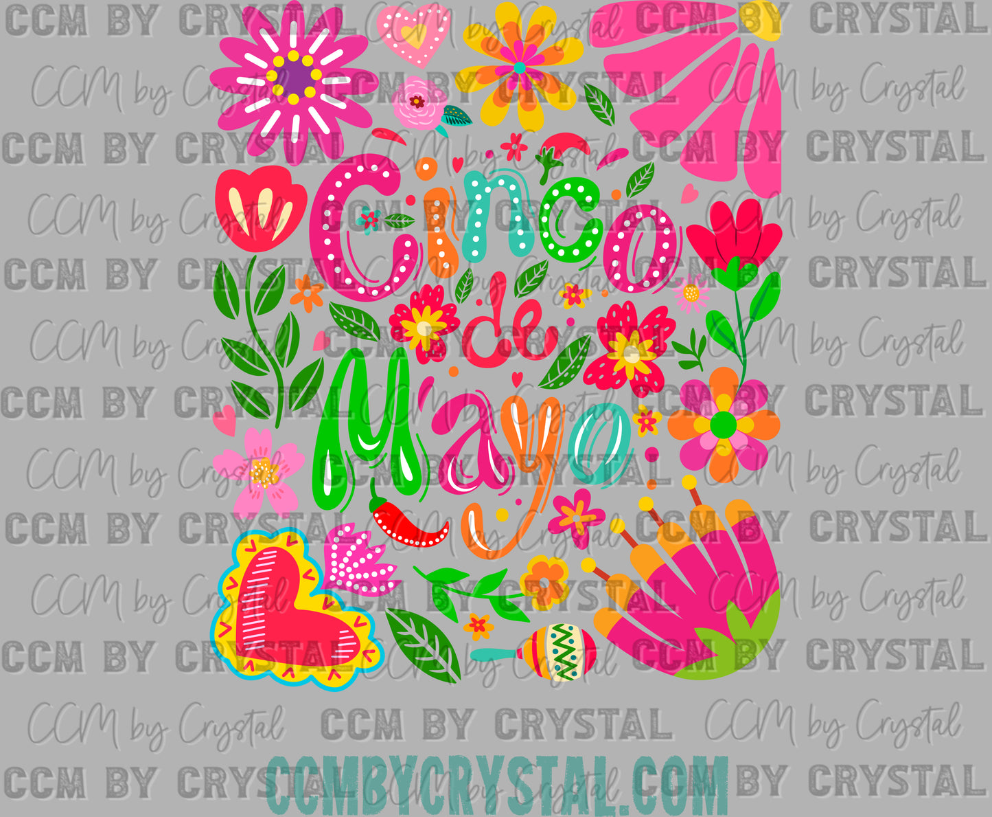 Cinco De Mayo Floral Ready to Press Transfer DTF Transfer Sublimation Transfer
